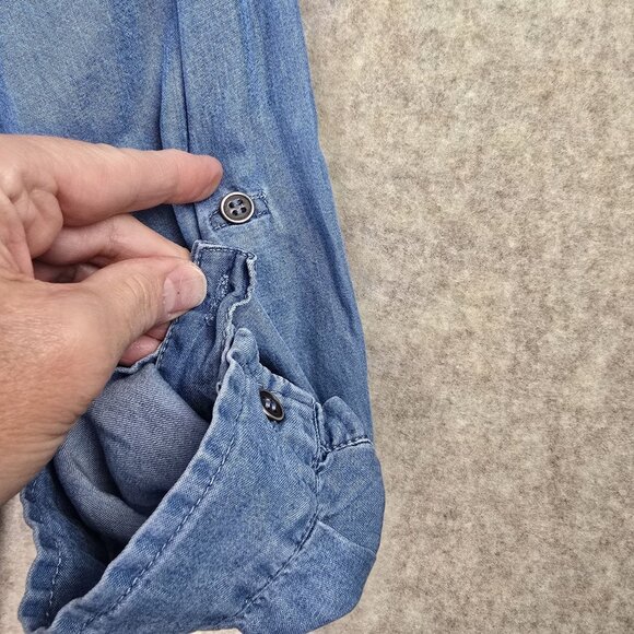 AMM Womens Long Sleeve Chambray Tunic Shirt Light Blue Size L Lyocell Casual - Picture 4 of 8